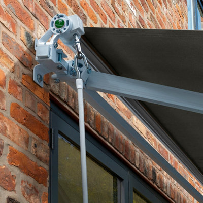Primrose Awnings 2.0m x 1.5m Retractable Manual Charcoal Awning Outdoor Patio Canopy - 3