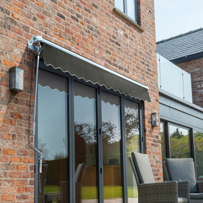 Primrose Awnings 2.0m x 1.5m Retractable Manual Charcoal Awning Outdoor Patio Canopy - 4
