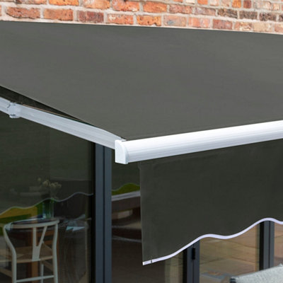 Primrose Awnings 2.0m x 1.5m Retractable Manual Charcoal Awning Outdoor Patio Canopy - 6