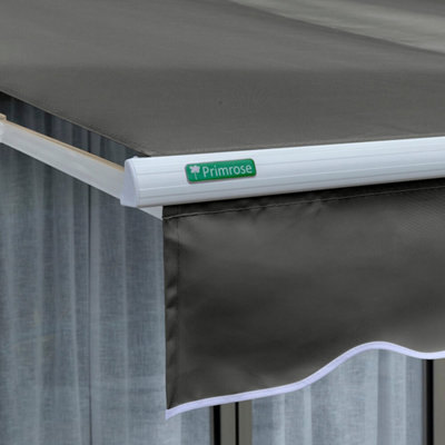Primrose Awnings 2.0m x 1.5m Retractable Manual Half Cassette Charcoal Awning Outdoor Patio Canopy - 4