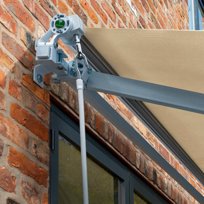 Primrose Awnings 2.0m x 1.5m Retractable Manual Ivory Awning Outdoor Patio Canopy - 3