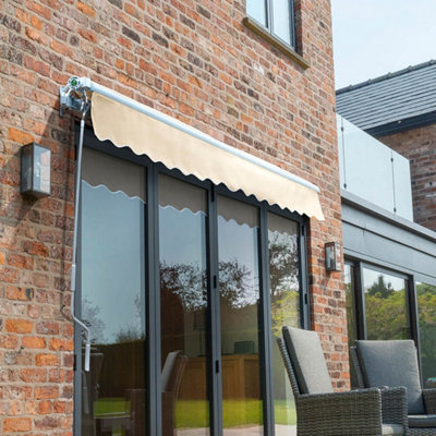 Primrose Awnings 2.0m x 1.5m Retractable Manual Ivory Awning Outdoor Patio Canopy - 4