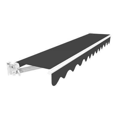 Primrose Awnings 2.0m x 1.5m Retractable Manual No Torsion Bar Charcoal Awning Outdoor Patio Canopy