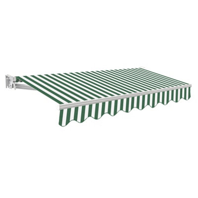 Primrose Awnings 2.0m x 1.5m Retractable Manual No Torsion Bar Green & White Awning Outdoor Patio Canopy