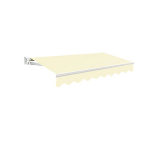 Primrose Awnings 2.0m x 1.5m Retractable Manual No Torsion Bar Ivory Awning Outdoor Patio Canopy