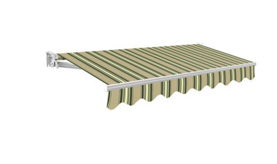 Primrose Awnings 2.0m x 1.5m Retractable Manual No Torsion Bar Multistripe Awning Outdoor Patio Canopy