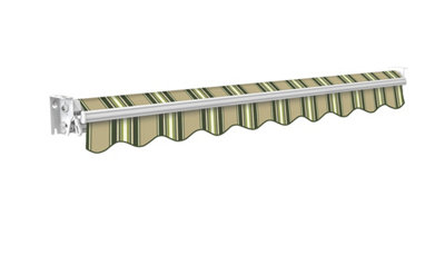 Primrose Awnings 2.0m x 1.5m Retractable Manual No Torsion Bar Multistripe Awning Outdoor Patio Canopy - 3