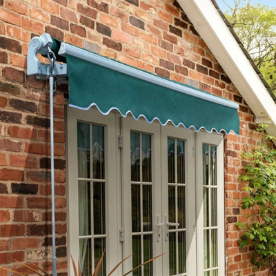 Primrose Awnings 2.0m x 1.5m Retractable Manual Standard Green Awning Outdoor Patio Canopy - 5