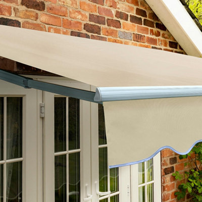 Primrose Awnings 2.0m x 1.5m Retractable Manual Standard Ivory Awning Outdoor Patio Canopy - 3