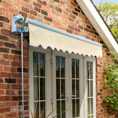 Primrose Awnings 2.0m x 1.5m Retractable Manual Standard Ivory Awning Outdoor Patio Canopy - 6