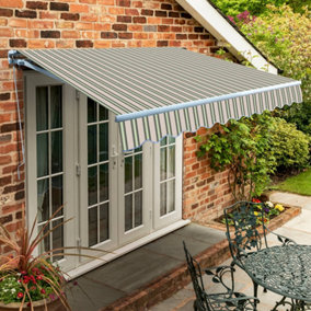 Primrose Awnings 2.0m x 1.5m Retractable Manual Standard Multistripe Awning Outdoor Patio Canopy