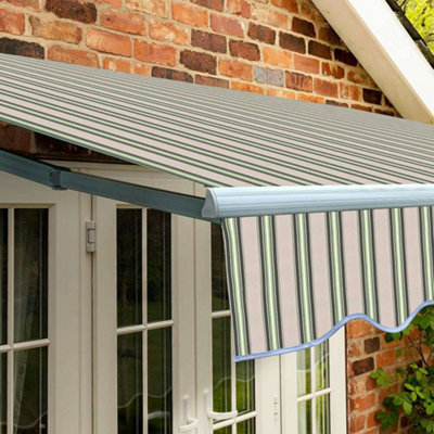 Primrose Awnings 2.0m x 1.5m Retractable Manual Standard Multistripe Awning Outdoor Patio Canopy - 7