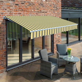 Primrose Awnings 2.0m x 1.5m Retractable Manual Yellow & Grey Awning Outdoor Patio Canopy