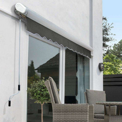 Primrose Awnings 2.5m x 2.0m Retractable Electric Full Cassette Charcoal Awning Outdoor Patio Canopy - 5
