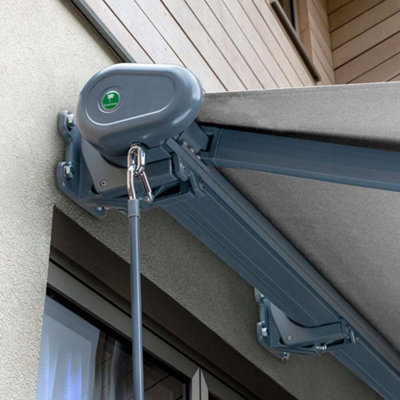 Primrose Awnings 2.5m x 2.0m Retractable Electric Full Cassette Charcoal Frame Silver Awning Outdoor Patio Canopy - 4