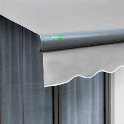 Primrose Awnings 2.5m x 2.0m Retractable Electric Full Cassette Charcoal Frame Silver Awning Outdoor Patio Canopy - 6