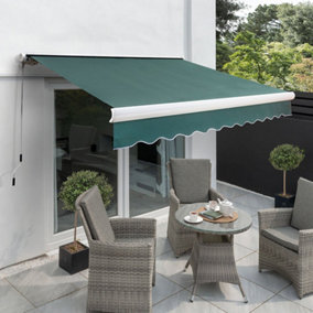Primrose Awnings 2.5m x 2.0m Retractable Electric Full Cassette Green Awning Outdoor Patio Canopy