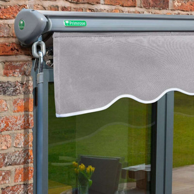 Primrose Awnings 2.5m x 2.0m Retractable Electric Half Cassette Charcoal Frame Silver Awning Outdoor Patio Canopy
