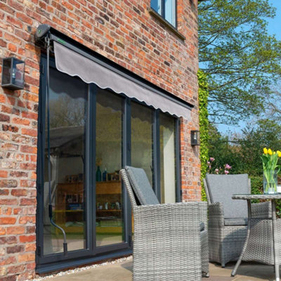 Primrose Awnings 2.5m x 2.0m Retractable Electric Half Cassette Charcoal Frame Silver Awning Outdoor Patio Canopy - 5