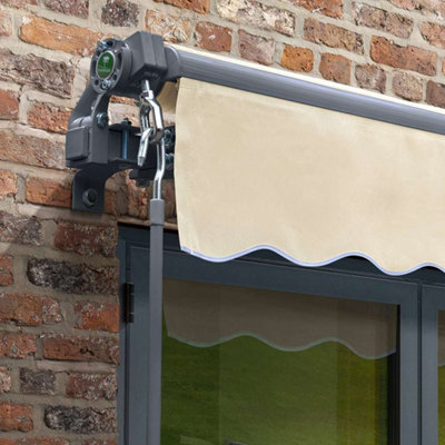 Primrose Awnings 2.5m x 2.0m Retractable Manual Charcoal Frame Ivory Awning Outdoor Patio Canopy - 6