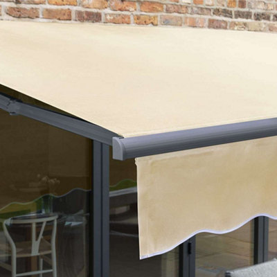 Primrose Awnings 2.5m x 2.0m Retractable Manual Charcoal Frame Ivory Awning Outdoor Patio Canopy - 7