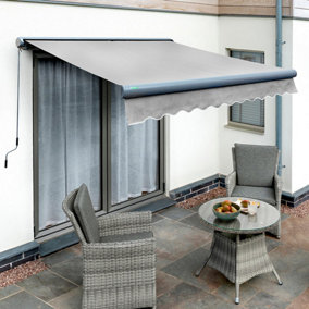 Primrose Awnings 2.5m x 2.0m Retractable Manual Full Cassette Charcoal Frame Silver Awning Outdoor Patio Canopy