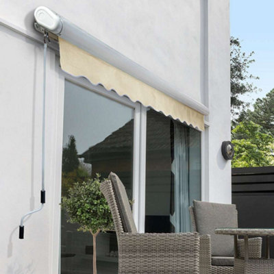 Primrose Awnings 2.5m x 2.0m Retractable Manual Full Cassette Ivory Awning Outdoor Patio Canopy - 5