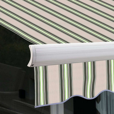 Primrose Awnings 2.5m x 2.0m Retractable Manual Full Cassette Multistripe Awning Outdoor Patio Canopy - 6
