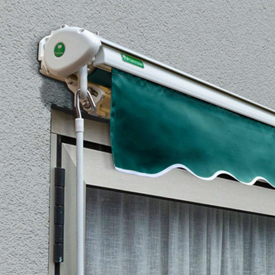 Primrose Awnings 2.5m x 2.0m Retractable Manual Half Cassette Green Awning Outdoor Patio Canopy