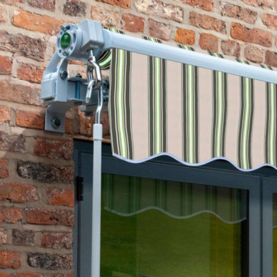 Primrose Awnings 2.5m x 2.0m Retractable Manual Multistripe Awning Outdoor Patio Canopy