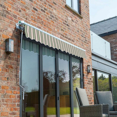 Primrose Awnings 2.5m x 2.0m Retractable Manual Multistripe Awning Outdoor Patio Canopy - 5