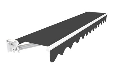 Primrose Awnings 2.5m x 2.0m Retractable Manual No Torsion Bar Charcoal Awning Outdoor Patio Canopy