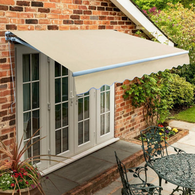 Primrose Awnings 2.5m x 2.0m Retractable Manual Standard Ivory Awning Outdoor Patio Canopy