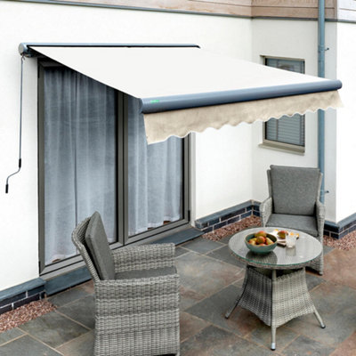Primrose Awnings 3.0m x 2.5m Retractable Electric Full Cassette Charcoal Frame Ivory Awning Outdoor Patio Canopy