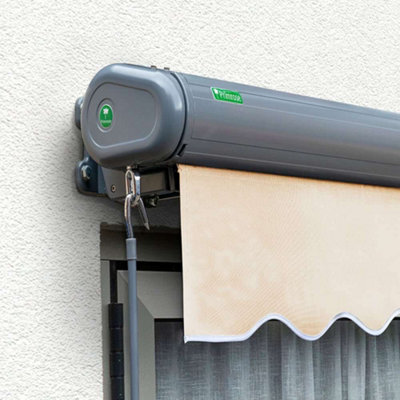 Primrose Awnings 3.0m x 2.5m Retractable Electric Full Cassette Charcoal Frame Ivory Awning Outdoor Patio Canopy