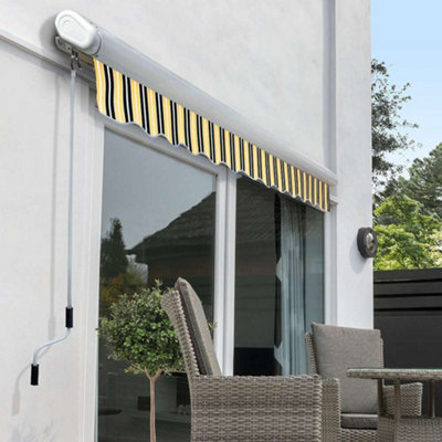 Primrose Awnings 3.0m x 2.5m Retractable Electric Full Cassette Yellow & Grey Awning Outdoor Patio Canopy - 5