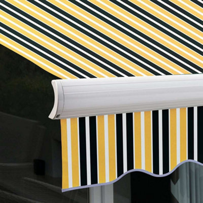 Primrose Awnings 3.0m x 2.5m Retractable Electric Full Cassette Yellow & Grey Awning Outdoor Patio Canopy - 6