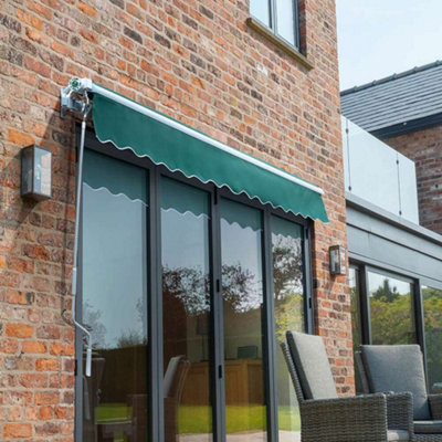 Primrose Awnings 3.0m x 2.5m Retractable Electric Green Awning Outdoor ...