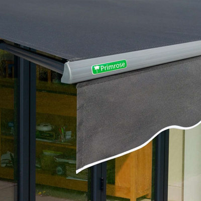 Primrose Awnings 3.0m x 2.5m Retractable Electric Half Cassette Charcoal Frame Charcoal Awning Outdoor Patio Canopy - 5