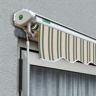 Primrose Awnings 3.0m x 2.5m Retractable Electric Half Cassette Multistripe Awning Outdoor Patio Canopy