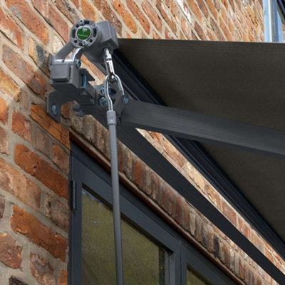 Primrose Awnings 3.0m x 2.5m Retractable Manual Charcoal Frame Charcoal Awning Outdoor Patio Canopy - 4