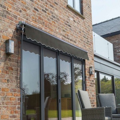 Primrose Awnings 3.0m x 2.5m Retractable Manual Charcoal Frame Charcoal Awning Outdoor Patio Canopy - 5
