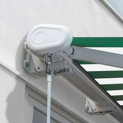 Primrose Awnings 3.0m x 2.5m Retractable Manual Full Cassette Green & White Awning Outdoor Patio Canopy - 4
