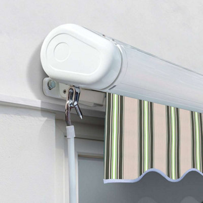 Primrose Awnings 3.0m x 2.5m Retractable Manual Full Cassette Multistripe Awning Outdoor Patio Canopy