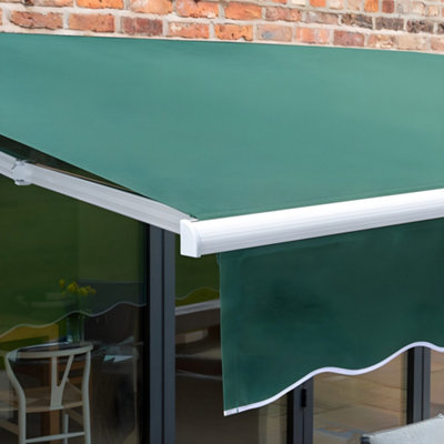 Primrose Awnings 3.0m x 2.5m Retractable Manual Green Awning Outdoor Patio Canopy - 5