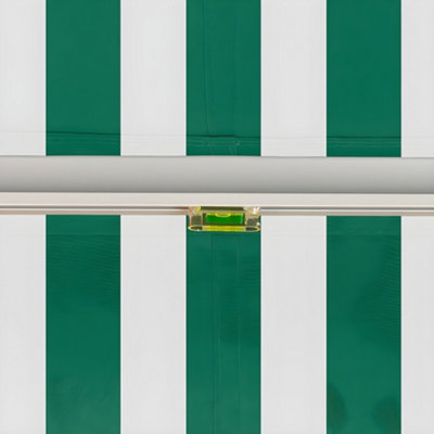 Primrose Awnings 3.0m x 2.5m Retractable Manual Green & White Awning Outdoor Patio Canopy - 5