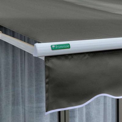 Primrose Awnings 3.0m x 2.5m Retractable Manual Half Cassette Charcoal Awning Outdoor Patio Canopy - 7