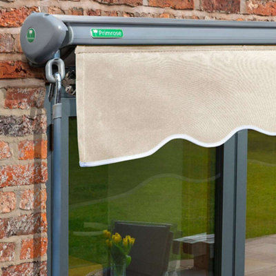 Primrose Awnings 3.0m x 2.5m Retractable Manual Half Cassette Charcoal Frame Ivory Awning Outdoor Patio Canopy