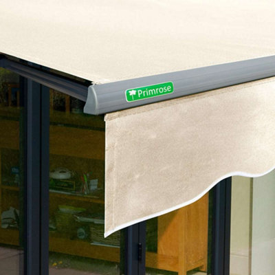 Primrose Awnings 3.0m x 2.5m Retractable Manual Half Cassette Charcoal Frame Ivory Awning Outdoor Patio Canopy - 7