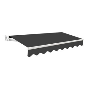 Primrose Awnings 3.0m x 2.5m Retractable Manual No Torsion Bar Charcoal Awning Outdoor Patio Canopy